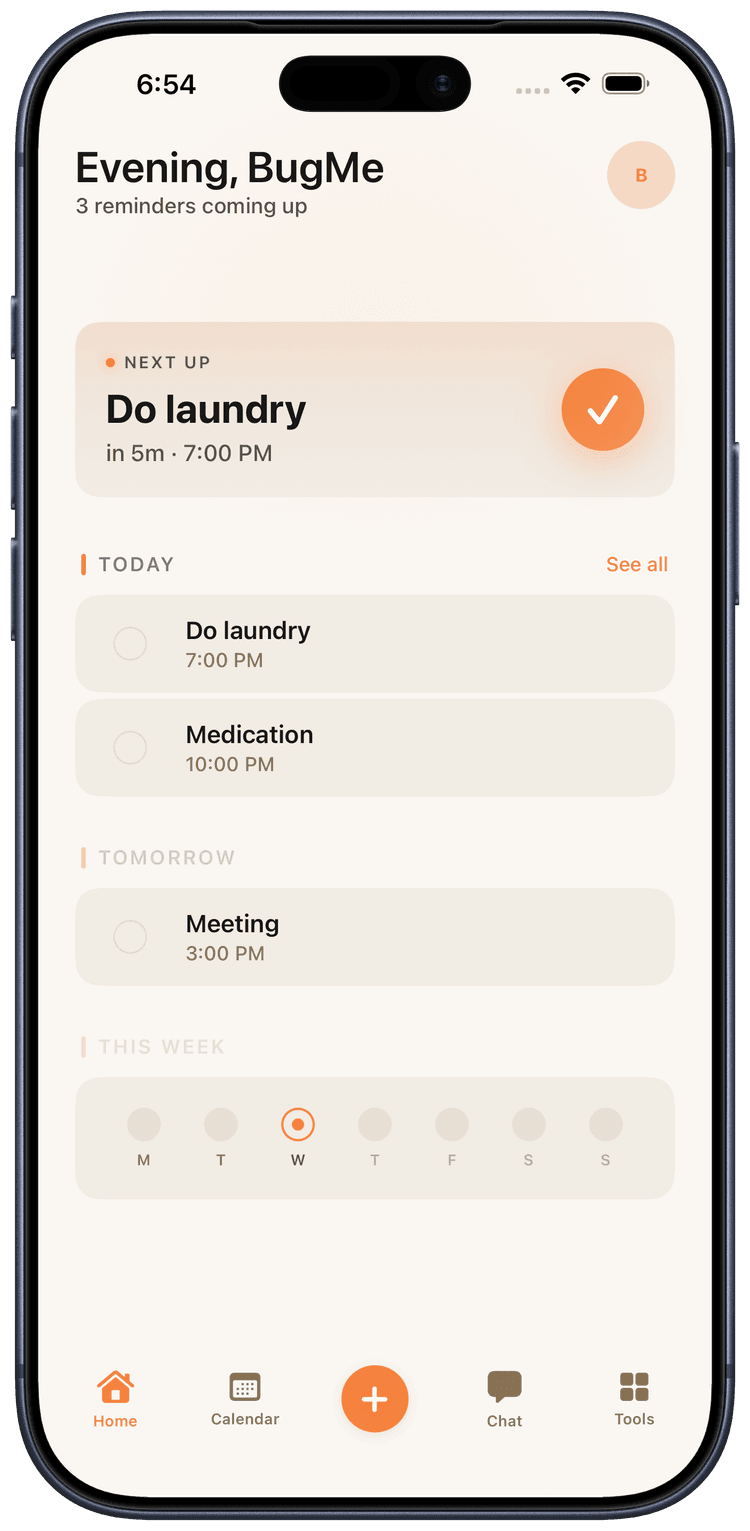 BugMe interface